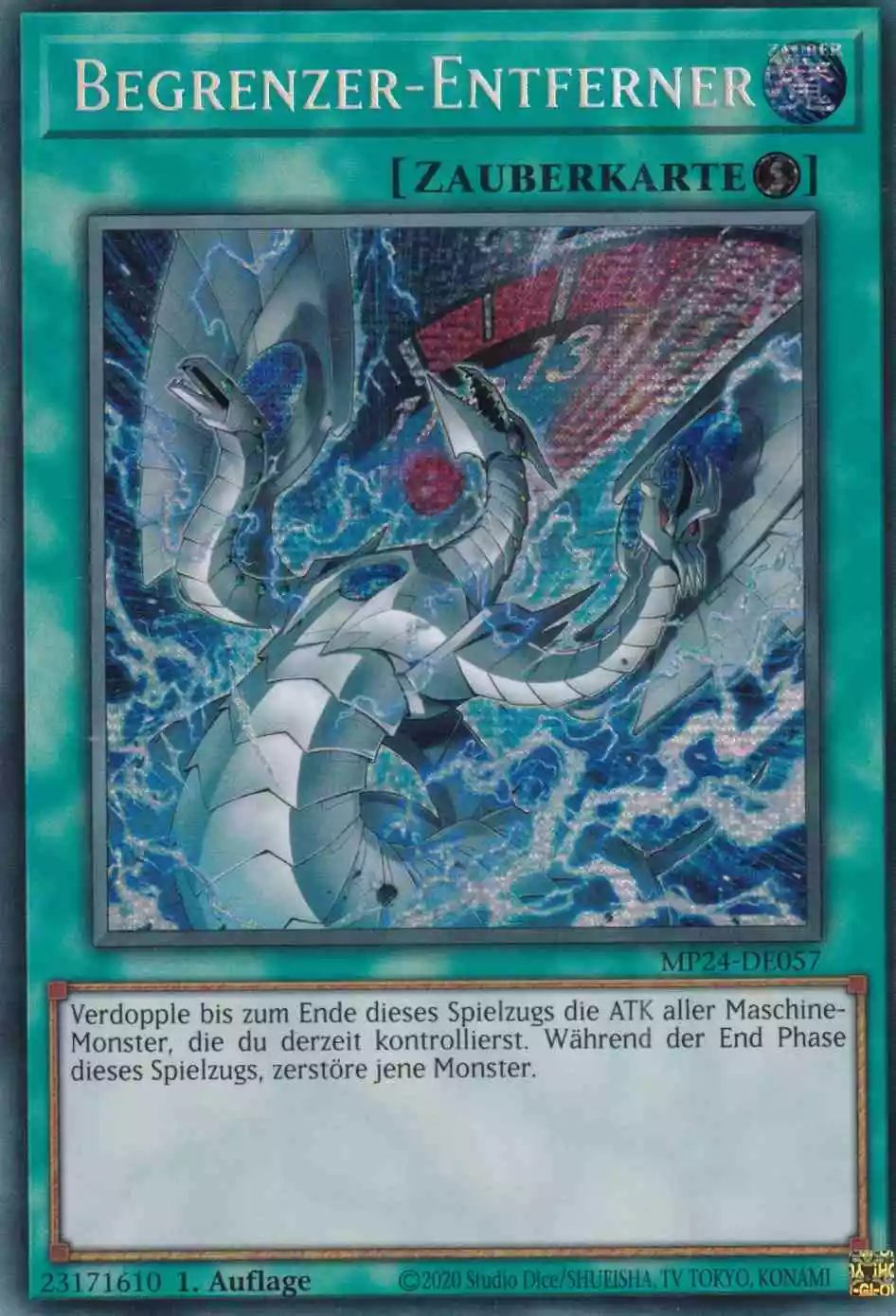 Begrenzer-Entferner (alternativ art) MP24-DE057 ist in Prismatic Secret Rare Yu-Gi-Oh Karte aus 25th Anniversary Tin Dueling Mirrors 1.Auflage