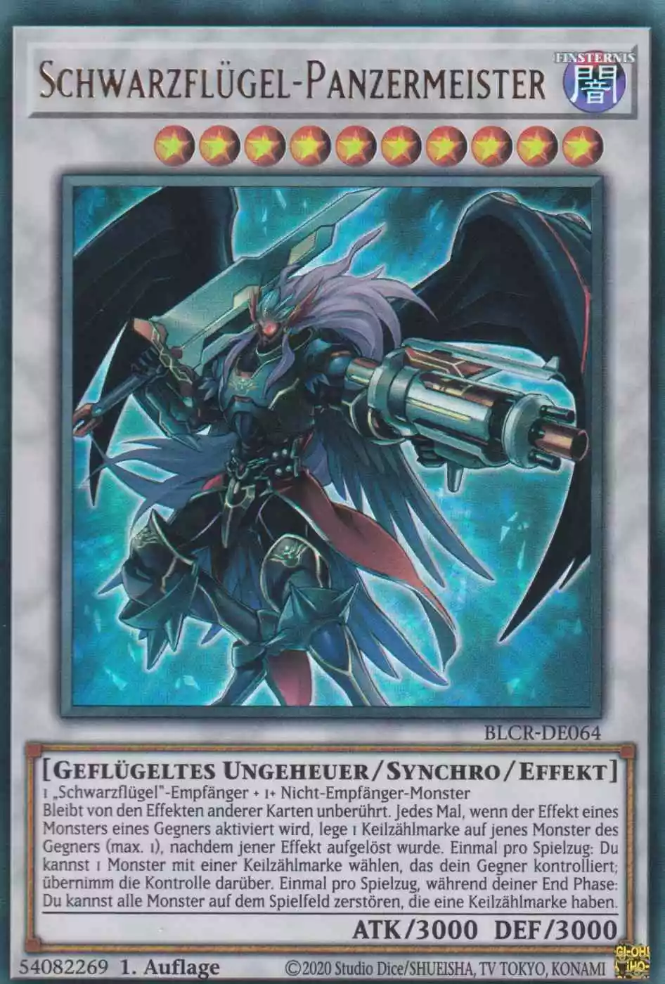 Schwarzflügel-Panzermeister BLCR-DE064 ist in Ultra Rare Yu-Gi-Oh Karte aus Battles of Legend Crystal Revenge 1.Auflage