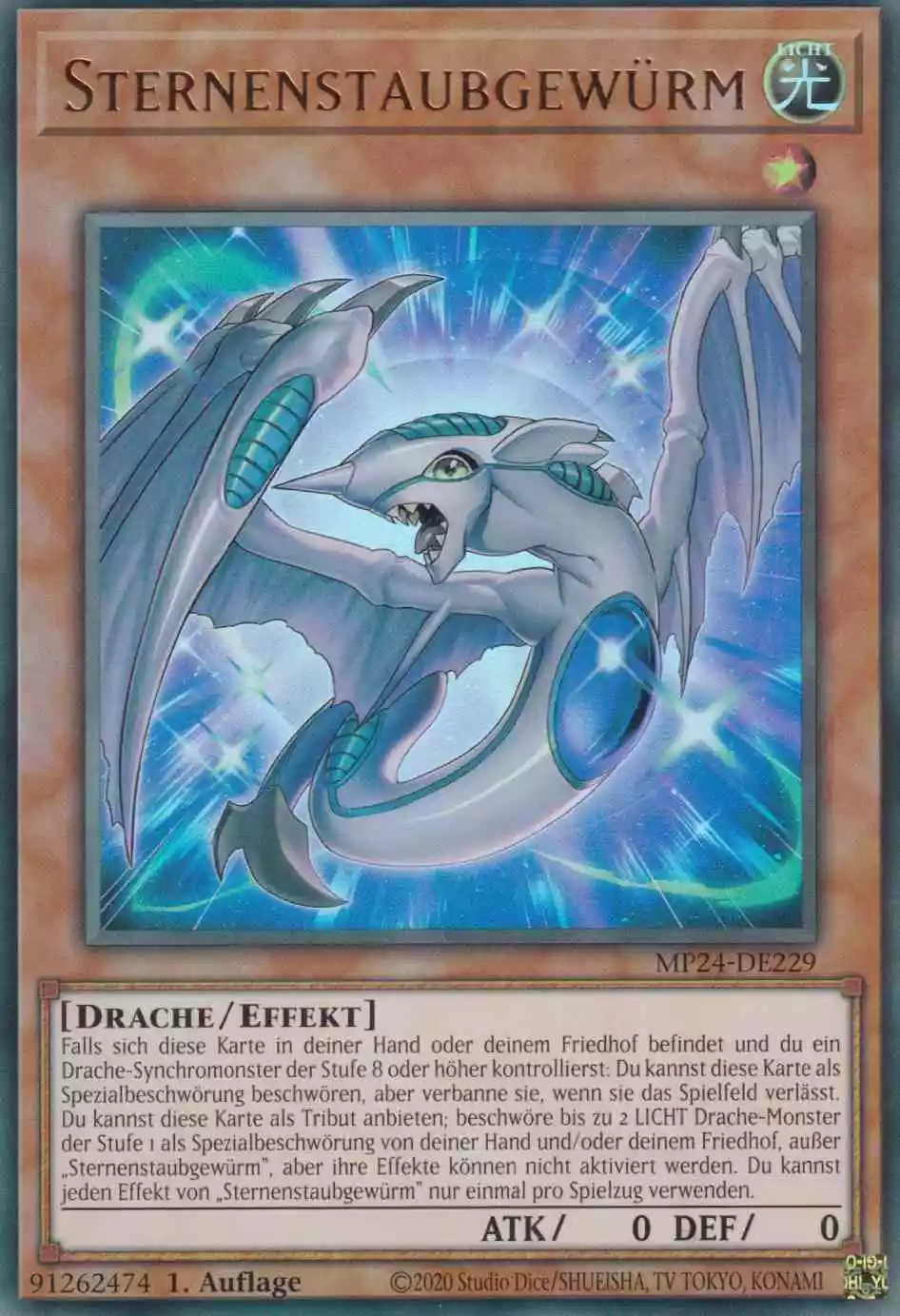 Sternenstaubgewürm MP24-DE229 ist in Ultra Rare Yu-Gi-Oh Karte aus 25th Anniversary Tin Dueling Mirrors 1.Auflage