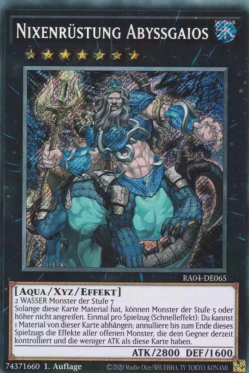 Nixenrüstung Abyssgaios RA04-DE065 ist in Secret Rare Yu-Gi-Oh Karte aus Quarter Century Stampede 1.Auflage