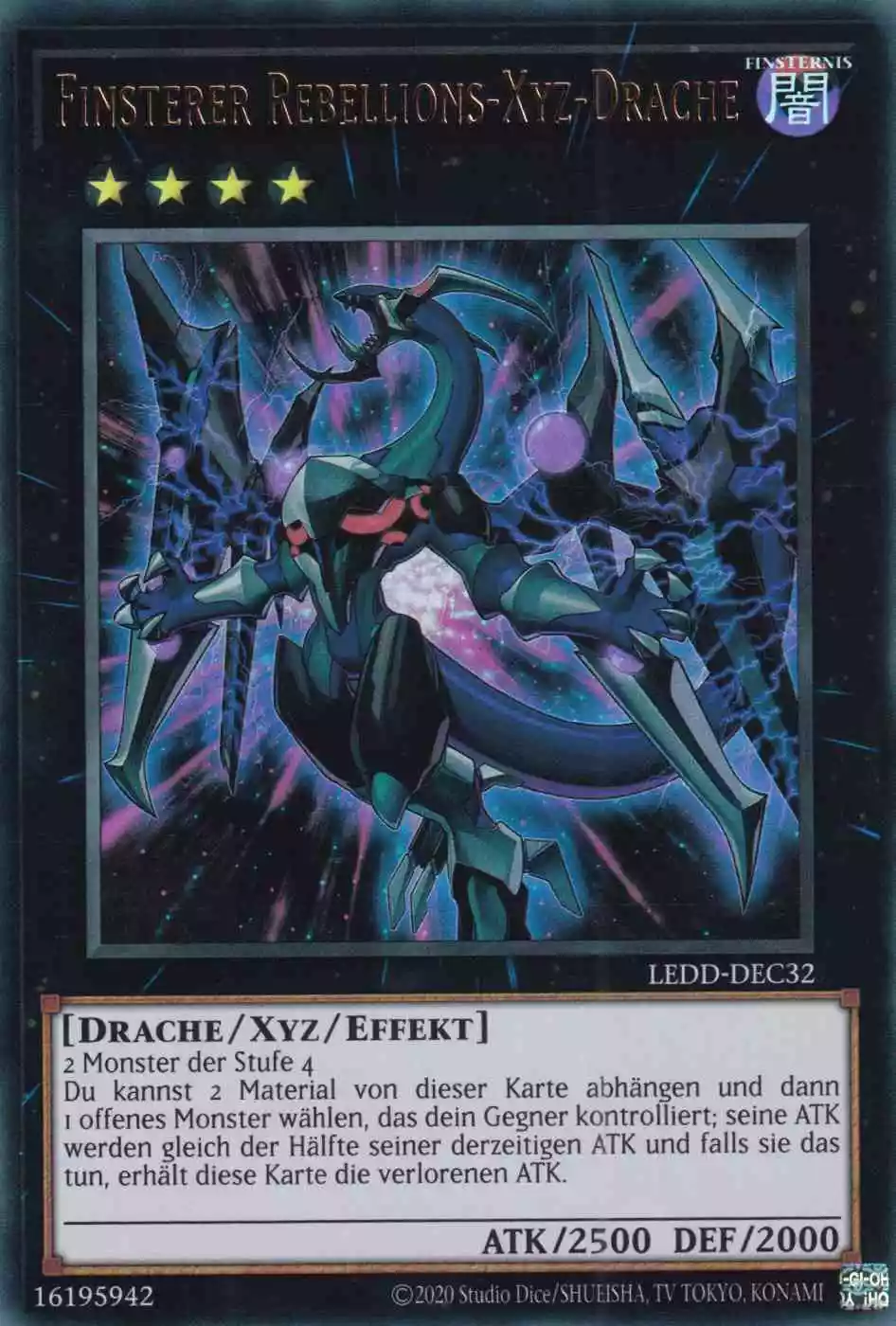 Finsterer Rebellions-Xyz-Drache LEDD-DEC32 ist in Ultra Rare Yu-Gi-Oh Karte aus Legendary Dragon Decks unlimitiert