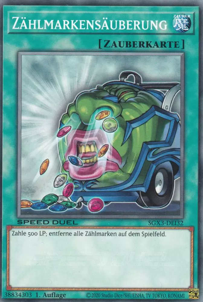 Zählmarkensäuberung SGX3-DEI32 ist in Common Yu-Gi-Oh Karte aus Speed Duel GX: Duelists of Shadows 1.Auflage