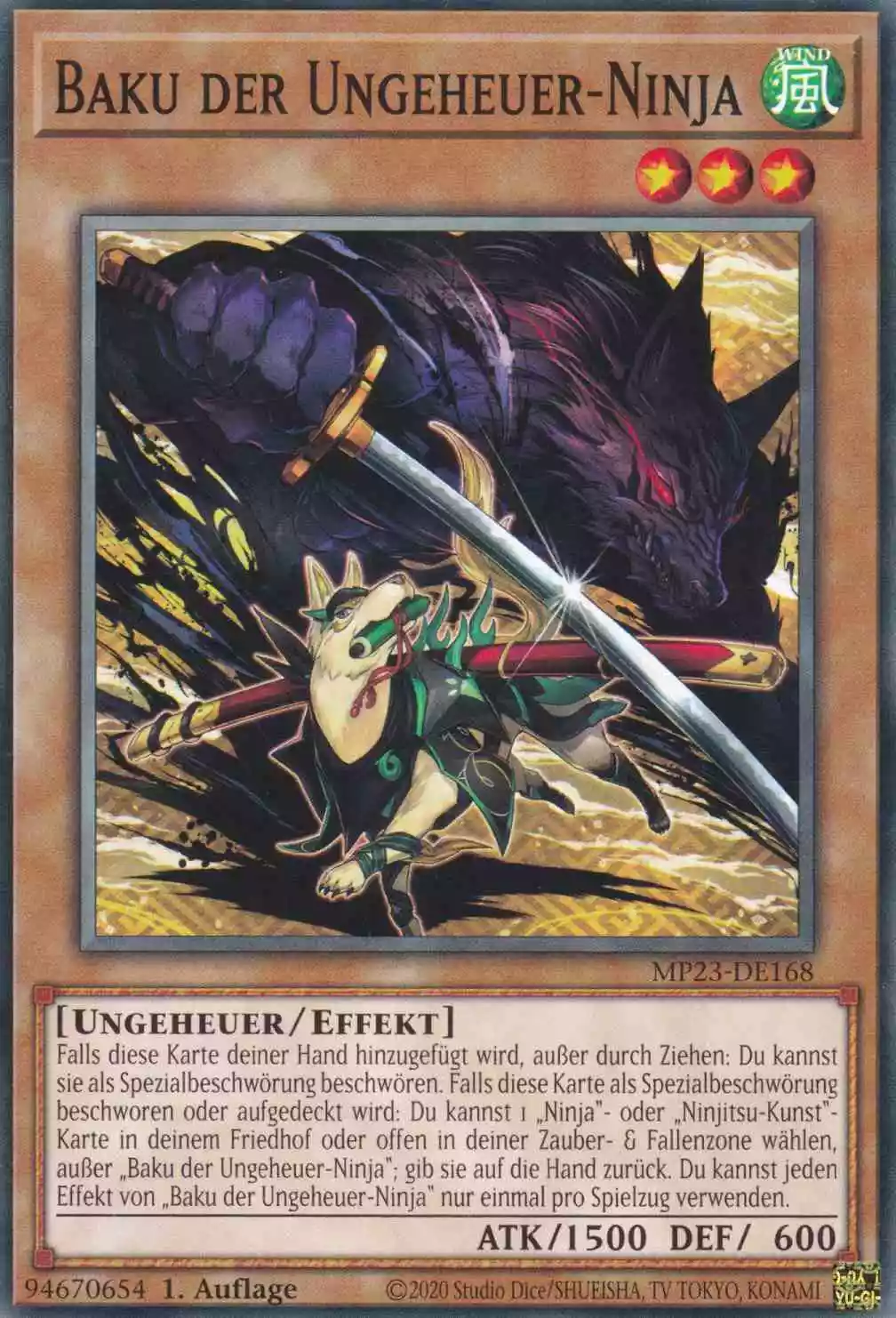 Baku der Ungeheuer-Ninja MP23-DE168 ist in Common Yu-Gi-Oh Karte aus 25th Anniversary Tin Dueling Heroes 1.Auflage