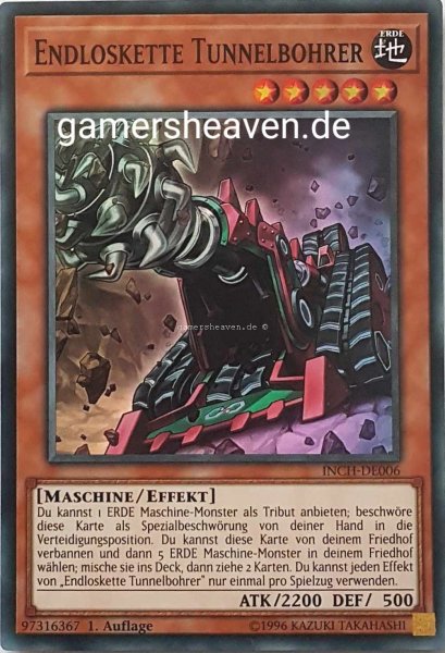 Endloskette Tunnelbohrer INCH-DE006 ist in Super Rare Yu-Gi-Oh Karte aus The Infinity Chasers 1.Auflage