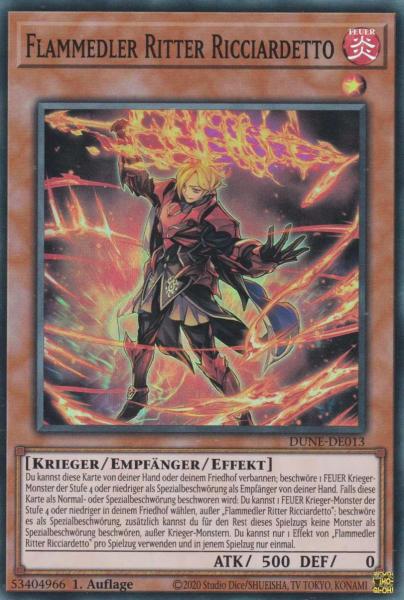 Flammedler Ritter Ricciardetto DUNE-DE013 ist in Super Rare Yu-Gi-Oh Karte aus Duelist Nexus 1.Auflage