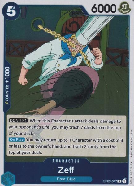 Zeff OP03-047 ist in Rare. Die One Piece Karte ist aus Pillars of Strength OP-03 in Normal Art.