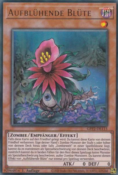 Aufblühende Blüte GFP2-DE115 ist in Ultra Rare Yu-Gi-Oh Karte aus Ghosts from the Past The 2nd Haunting 1.Auflage