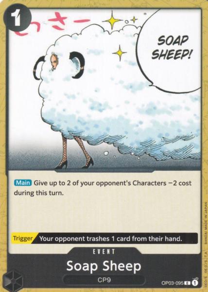 Soap Sheep OP03-095 ist in Common. Die One Piece Karte ist aus Pillars of Strength OP-03 in Normal Art.