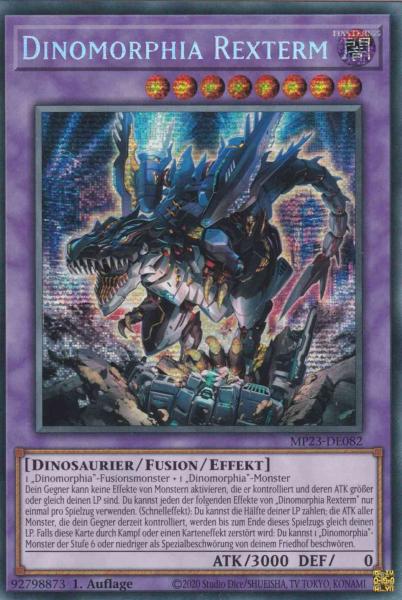 Dinomorphia Rexterm MP23-DE082 ist in Prismatic Secret Rare Yu-Gi-Oh Karte aus 25th Anniversary Tin Dueling Heroes 1.Auflage