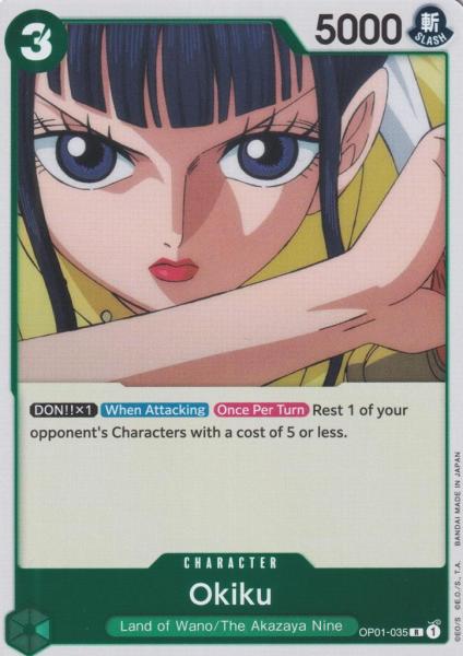 Okiku OP01-035 ist in Rare. Die One Piece Karte ist aus Romance Dawn in Normal Art.