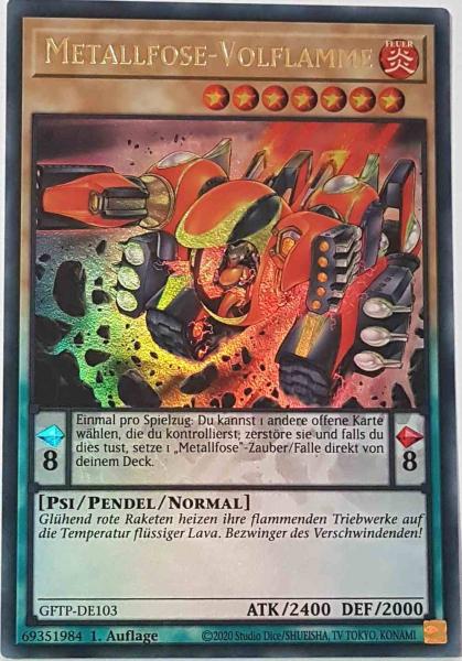 Metallfose-Volflamme GFTP-DE103 ist in Ultra Rare Yu-Gi-Oh Karte aus Ghost From The Past 1.Auflage