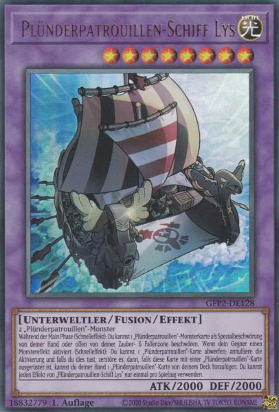 Plünderpatrouillen-Schiff Lys GFP2-DE128 ist in Ultra Rare Yu-Gi-Oh Karte aus Ghosts from the Past The 2nd Haunting 1.Auflage