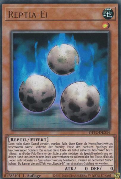 Reptia-Ei GFP2-DE034 ist in Ultra Rare Yu-Gi-Oh Karte aus Ghosts from the Past The 2nd Haunting 1.Auflage