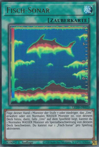 Fisch-Sonar LED9-DE020 ist in Ultra Rare Yu-Gi-Oh Karte aus Legendary Duelists Duels from the Deep 1.Auflage