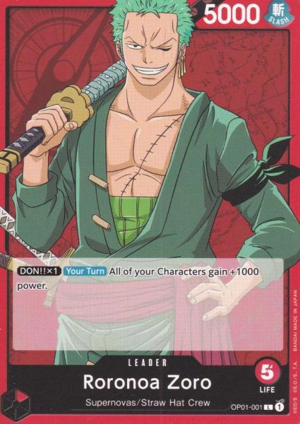 Roronoa Zoro OP01-001 ist in Leader. Die One Piece Karte ist aus Romance Dawn in Normal Art.