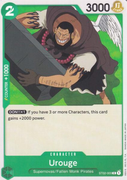 Urouge ST02-003 ist in Common. Die One Piece Karte ist aus Worst Generation ST02 in Normal Art.
