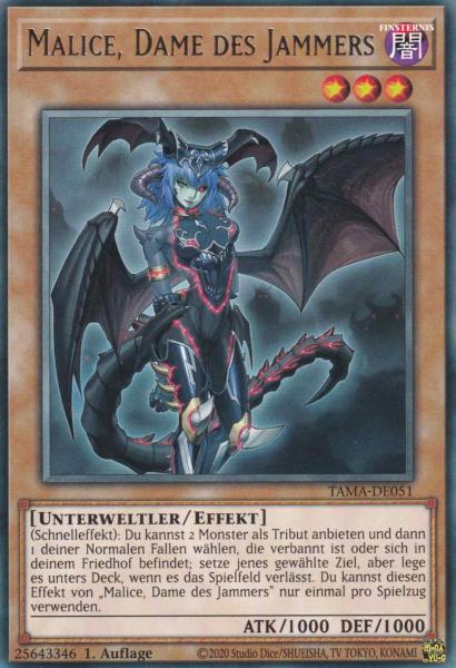 Malice, Dame des Jammers TAMA-DE051 ist in Rare Yu-Gi-Oh Karte aus Tactical Masters 1.Auflage