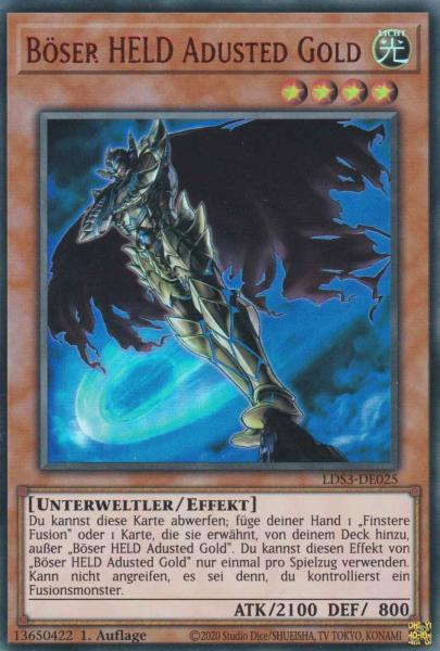 Böser HELD Adusted Gold (rot) LDS3-DE025 ist in Colorful Ultra Rare Yu-Gi-Oh Karte aus Legendary Duelists Season 3 1.Auflage