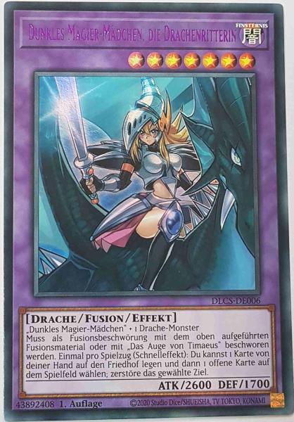 Dunkles Magier-Mädchen, die Drachenritterin (lila) DLCS-DE006-L ist in Colorful Ultra Rare Yu-Gi-Oh Karte aus Dragons of Legend The Complete Series 1.Auflage