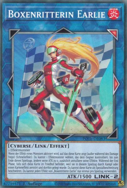 Boxenritterin Earlie POTE-DE083 ist in Common Yu-Gi-Oh Karte aus Power of the Elements 1.Auflage