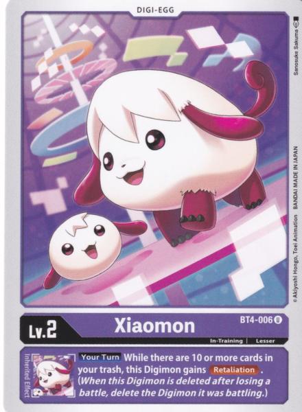 Xiaomon BT4-006 ist in Uncommon. Die Digimon Karte ist aus Great Legend BT04 