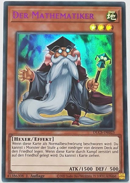 Der Mathematiker (lila) DLCS-DE025-L ist in Colorful Ultra Rare Yu-Gi-Oh Karte aus Dragons of Legend The Complete Series 1.Auflage