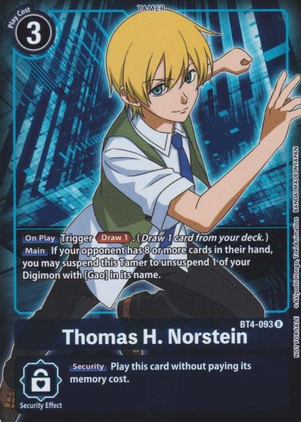 Thomas H. Norstein BT4-093 ist in Alternative Art Holo. Die Digimon Karte ist aus Great Legend BT04 