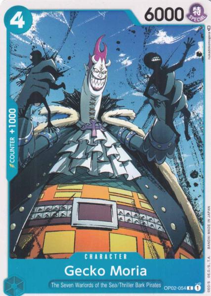 Gecko Moria OP02-054 ist in Common. Die One Piece Karte ist aus Paramount War OP-02 in Normal Art.