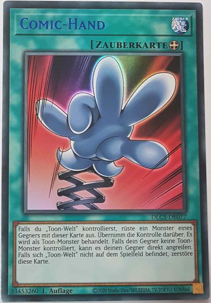 Comic-Hand (blau) DLCS-DE077-B ist in Colorful Ultra Rare Yu-Gi-Oh Karte aus Dragons of Legend The Complete Series 1.Auflage