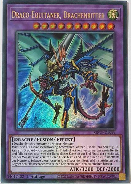 Draco-Equitaner, Drachenritter GFTP-DE093 ist in Ultra Rare Yu-Gi-Oh Karte aus Ghost From The Past 1.Auflage