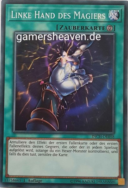 Linke Hand des Magiers INCH-DE058 ist in Super Rare Yu-Gi-Oh Karte aus The Infinity Chasers 1.Auflage