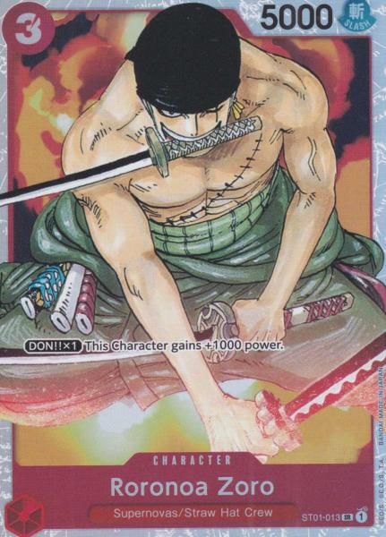 Roronoa Zoro ST01-013 ist in Super Rare. Die One Piece Karte ist aus Straw Hat Crew ST01 in Normal Art.