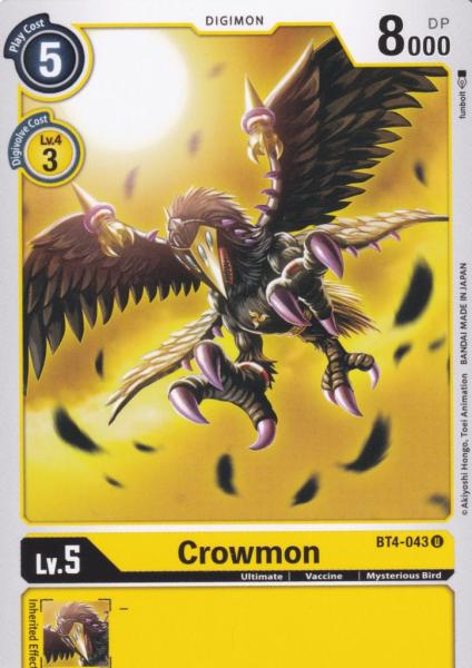 Crowmon BT4-043 ist in Uncommon. Die Digimon Karte ist aus Great Legend BT04 
