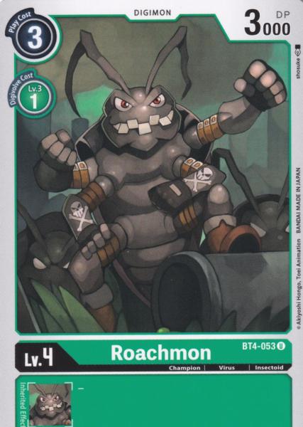 Roachmon BT4-053 ist in Uncommon. Die Digimon Karte ist aus Great Legend BT04 