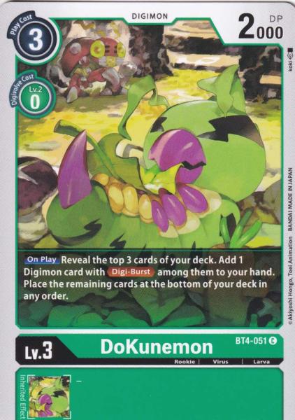 DoKunemon BT4-051 ist in Common. Die Digimon Karte ist aus Great Legend BT04 