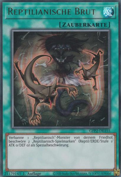 Reptilianische Brut GFP2-DE155 ist in Ultra Rare Yu-Gi-Oh Karte aus Ghosts from the Past The 2nd Haunting 1.Auflage