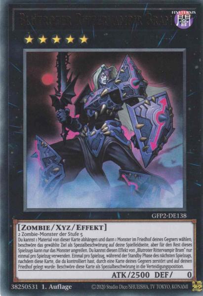 Blutroter Rittervampir Bram GFP2-DE138 ist in Ultra Rare Yu-Gi-Oh Karte aus Ghosts from the Past The 2nd Haunting 1.Auflage