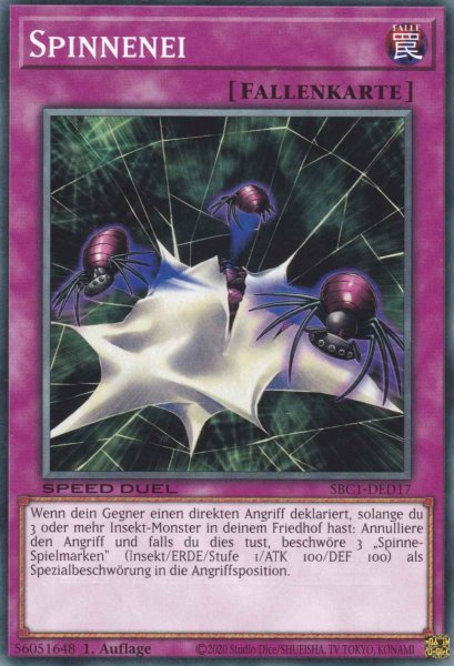 Spinnenei SBC1-DED17 ist in Common Yu-Gi-Oh Karte aus Streets of Battle City 1.Auflage
