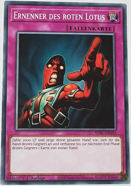 Ernenner des roten Lotus SDFC-DE035 ist in Common Yu-Gi-Oh Karte aus Freezing Chains 1.Auflage