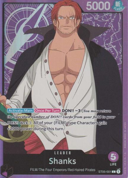 Shanks ST05-001 ist in Leader. Die One Piece Karte ist aus One Piece Film Edition ST05 in Normal Art.