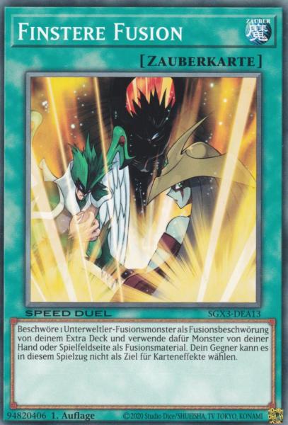 Finstere Fusion SGX3-DEA13 ist in Common Yu-Gi-Oh Karte aus Speed Duel GX: Duelists of Shadows 1.Auflage