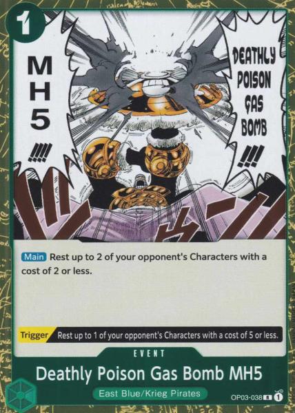 Deathly Poison Gas Bomb MH5 OP03-038 ist in Rare. Die One Piece Karte ist aus Pillars of Strength OP-03 in Normal Art.