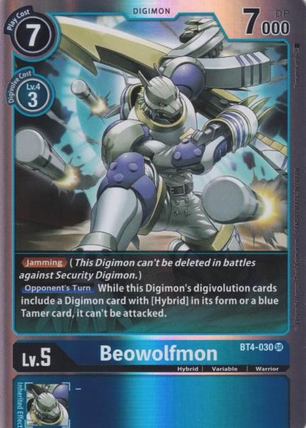 Beowolfmon BT4-030 ist in Super Rare Holo. Die Digimon Karte ist aus Great Legend BT04 