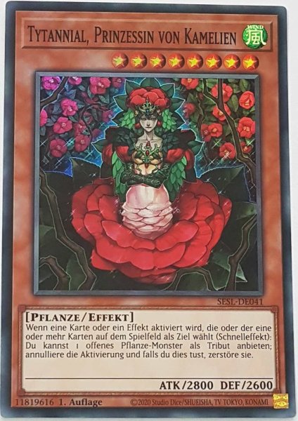Tytannial, Prinzessin von Kamelien SESL-DE041 ist in Super Rare Yu-Gi-Oh Karte aus Secret Slayers 1.Auflage