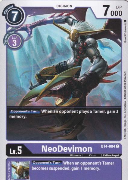 NeoDevimon BT4-084 ist in Common. Die Digimon Karte ist aus Great Legend BT04 