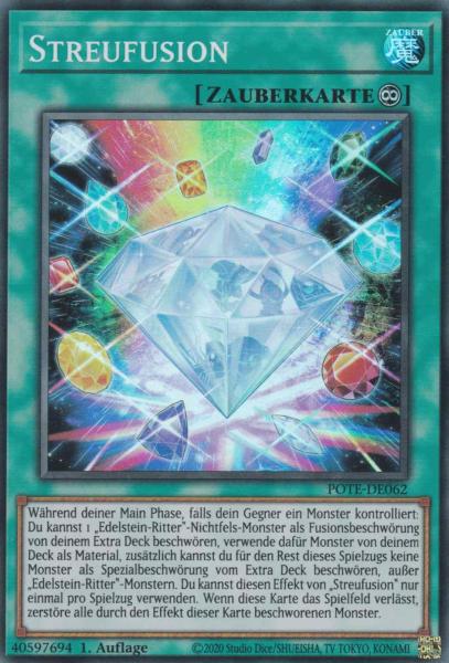 Streufusion POTE-DE062 ist in Super Rare Yu-Gi-Oh Karte aus Power of the Elements 1.Auflage