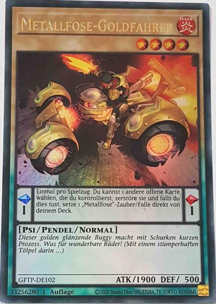 Metallfose-Goldfahrer GFTP-DE102 ist in Ultra Rare Yu-Gi-Oh Karte aus Ghost From The Past 1.Auflage