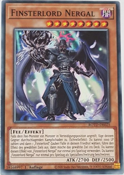 Finsterlord Nergal ROTD-DE025 ist in Common Yu-Gi-Oh Karte aus Rise of the Duelist 1.Auflage