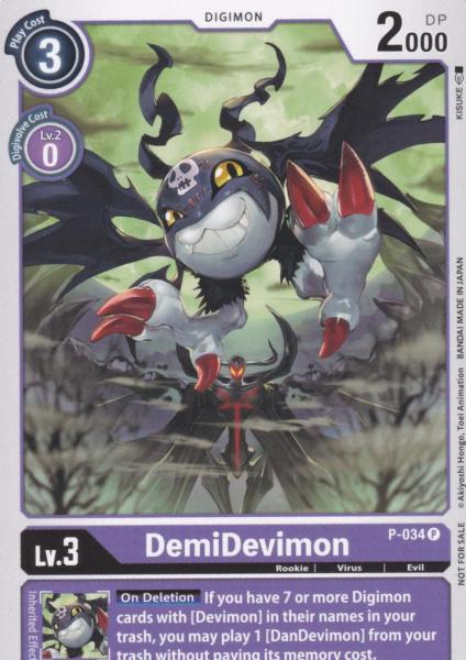 DemiDevimon P-034 ist in Promo. Die Digimon Karte ist aus Great Legend BT04 