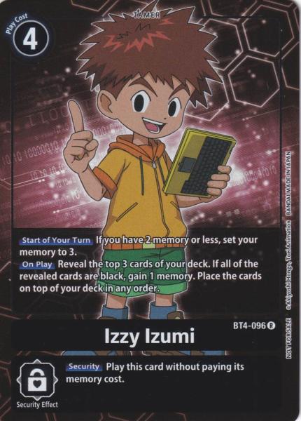 Izzy Izumi BT4-096 ist in Alternative Art Holo. Die Digimon Karte ist aus Great Legend BT04 